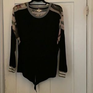 Long sleeve black knit top
